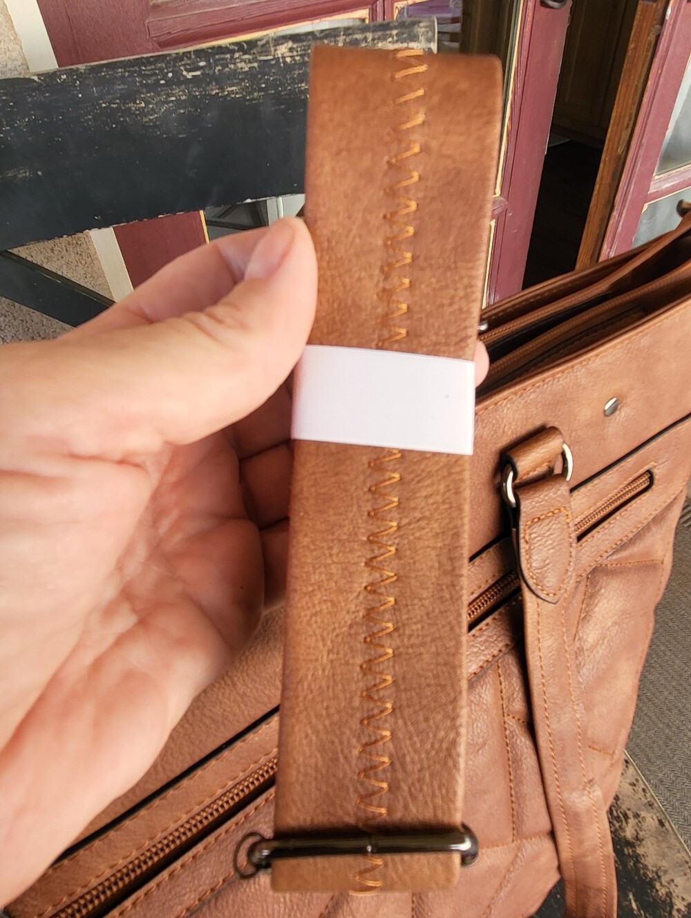 Fadeon Brown Quilted Soft Faux Leather Extra Large Laptop Tote With Strap. - Picture 14 of 16